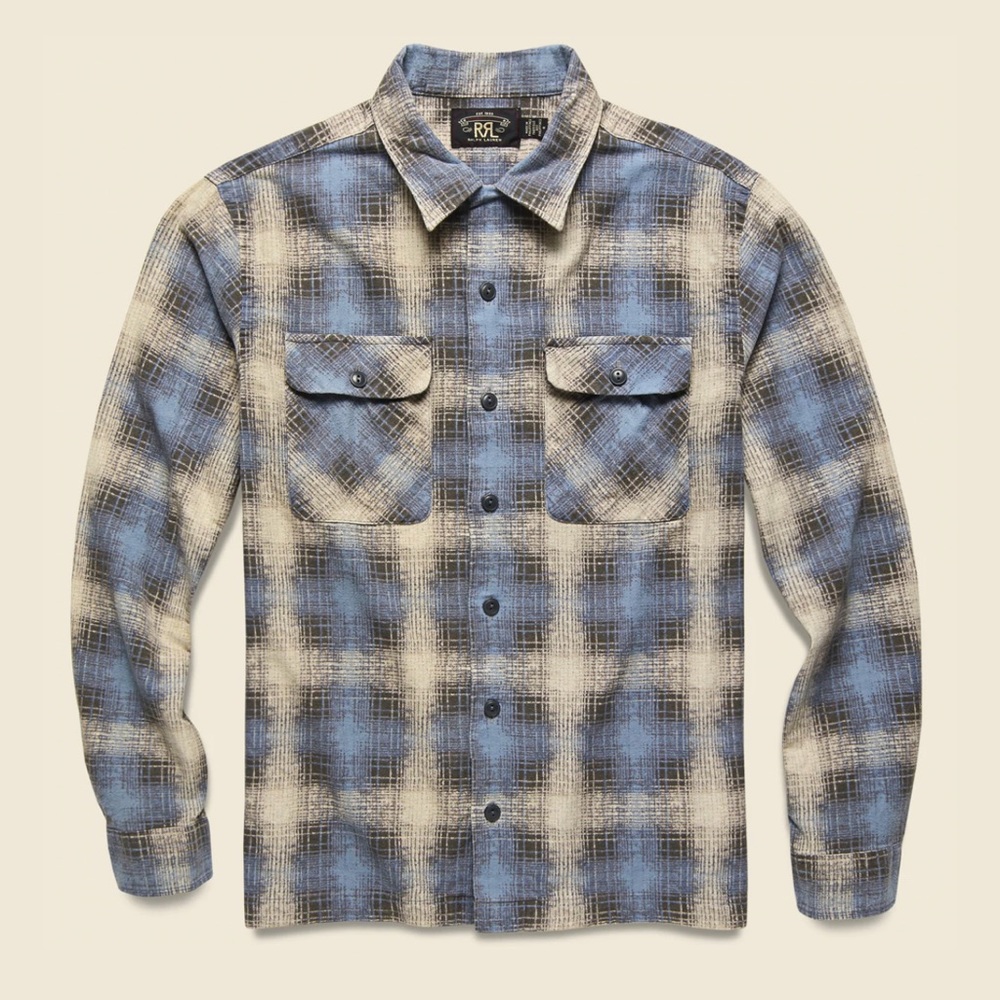 NWT RRL Ralph Lauren Plaid Twill Camp Shirt XL MSRP $249